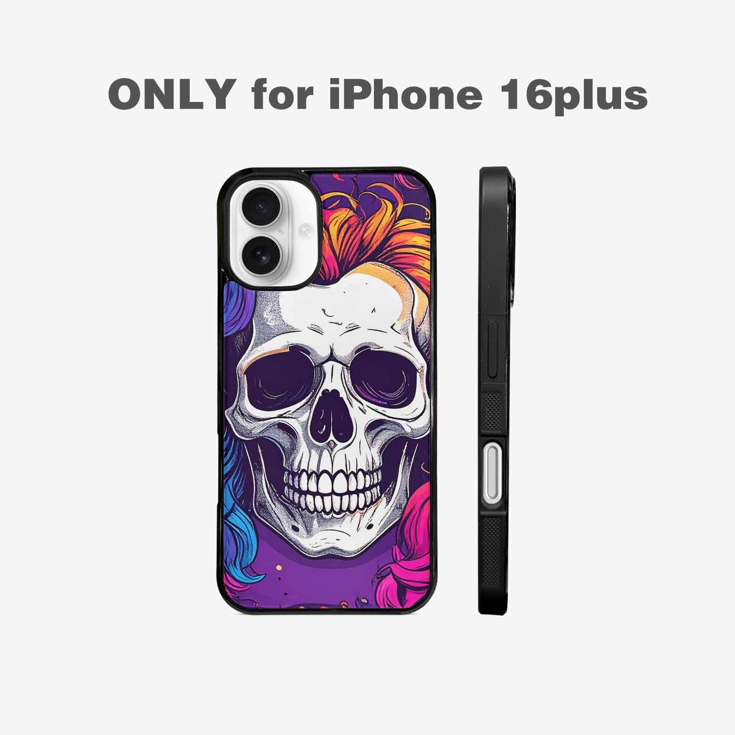 iPhone 16 Plus Case — Pride Flag Skulls Seamless Pattern Vibrant, Custom Made Phone Cover