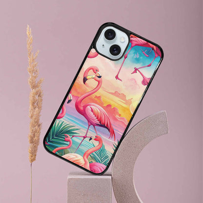 iPhone 15 Plus Case — Flamingo Tropical Flamingo Tropical Pattern Hundreds, Custom Phone Case