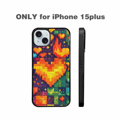 iPhone 15 Plus Case — Pixel Art 8 Bit Burst Pattern, Custom Print Case Cover