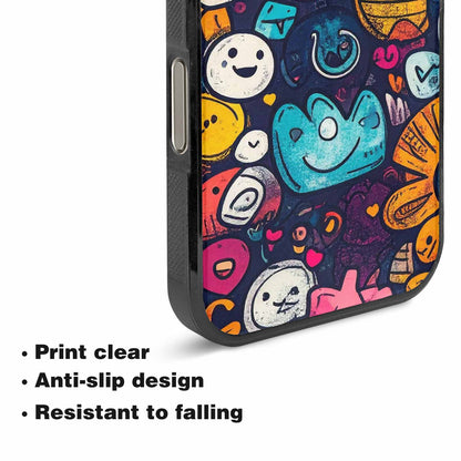 iPhone 16 Pro Case — Hand Drawn Icon Doodle Pattern Hundreds, Unique Phone Case Design