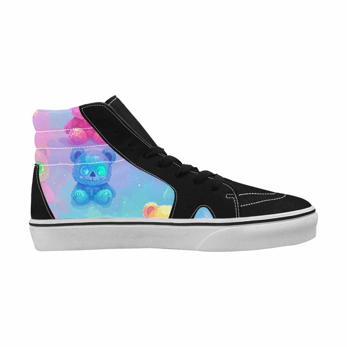 MEN'S Rainbow Teddy Skeletons Eye High Top Canvas Wallpaper Art Custom Sneakers
