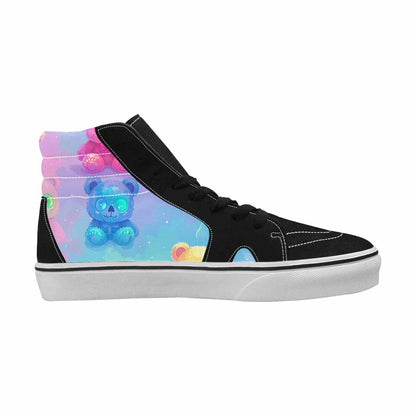 MEN'S Rainbow Teddy Skeletons Eye High Top Canvas Wallpaper Art Custom Sneakers