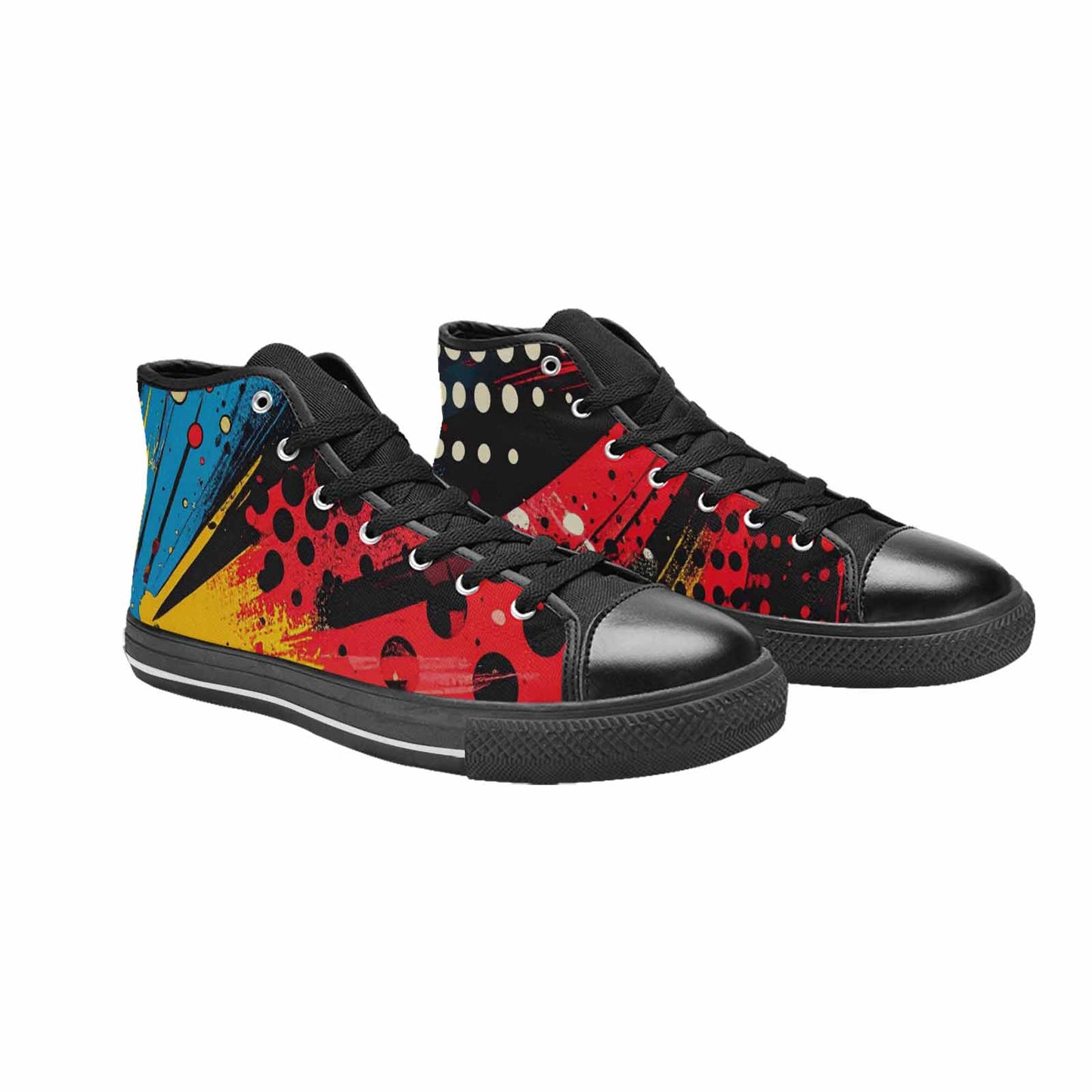 WOMEN'S Comic Book Halftone High Top Canvas Vibrant Chaos Custom Sneakers