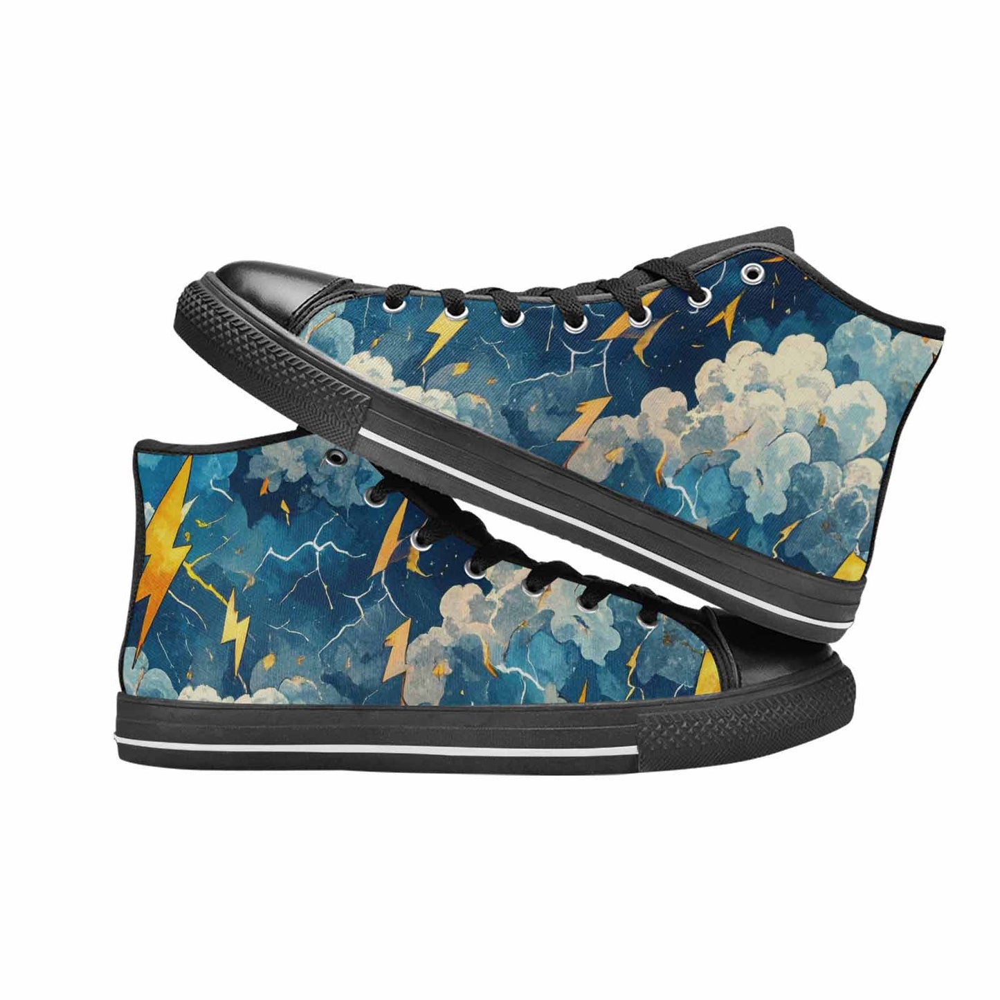WOMEN'S Lightning Bolt High Top Canvas Grunge Custom Shoes