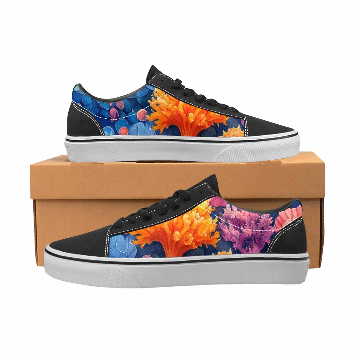 MEN'S Fish Scale Coral Canvas Lace-Up Cottagecore Custom Shoes