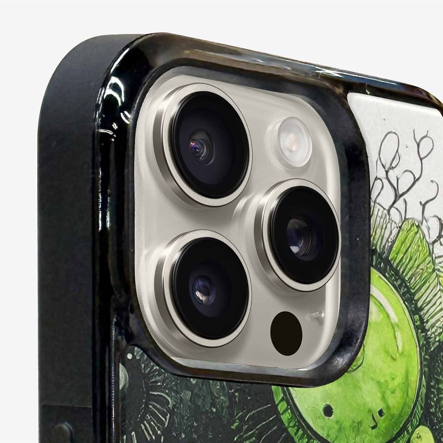 iPhone 15 Pro Max Case — Sea Creature Burst Black Green Ink, Customized Protective Case