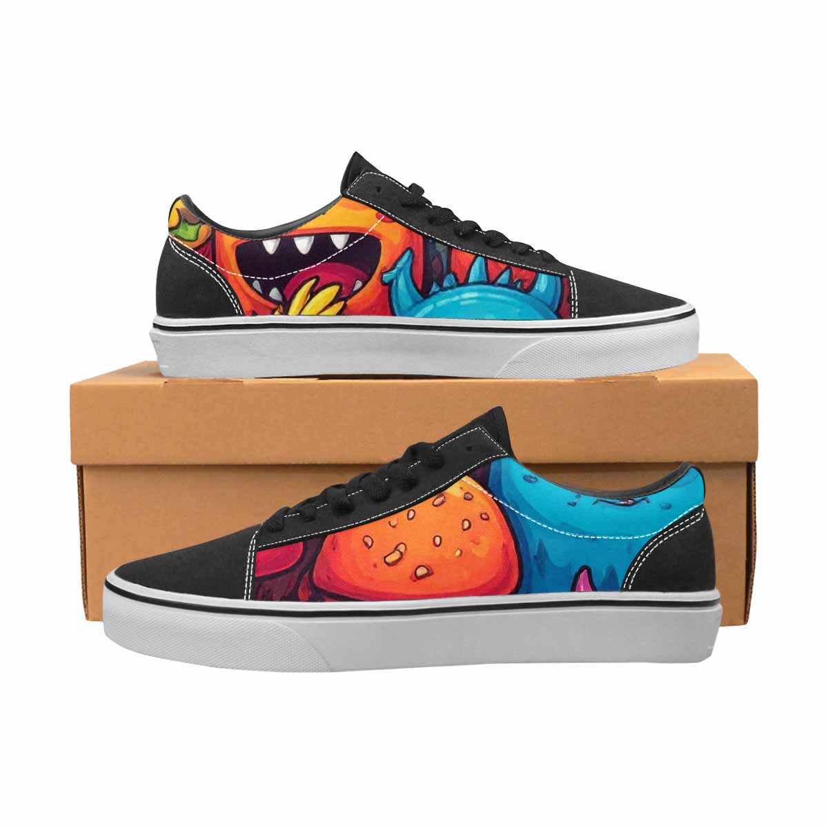 MEN'S Cartoon Monster Character Canvas Lace-Up Vivid Custom Sneakers