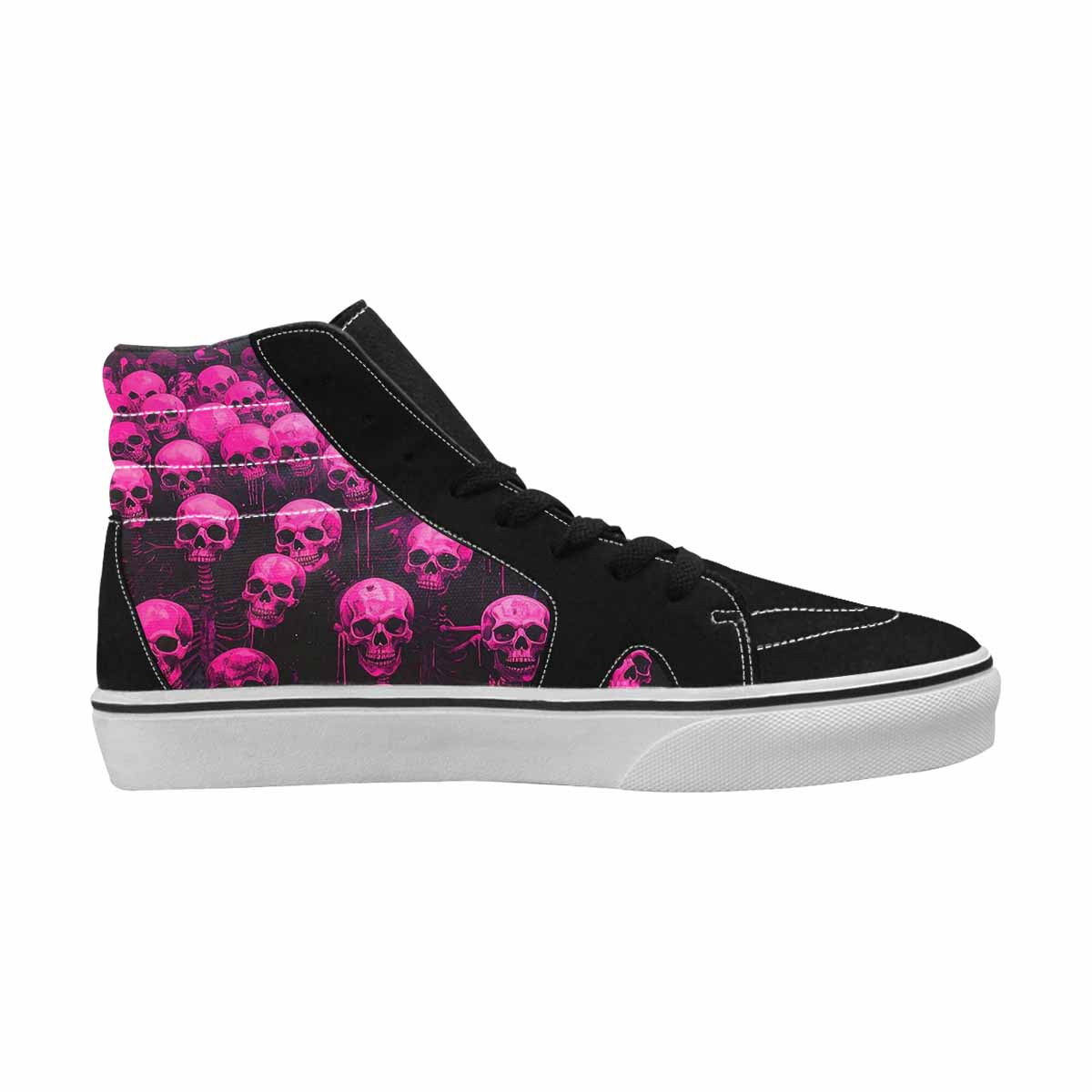 MEN'S Skeletons × Neon Pink High Top Canvas Y2K Custom Shoes