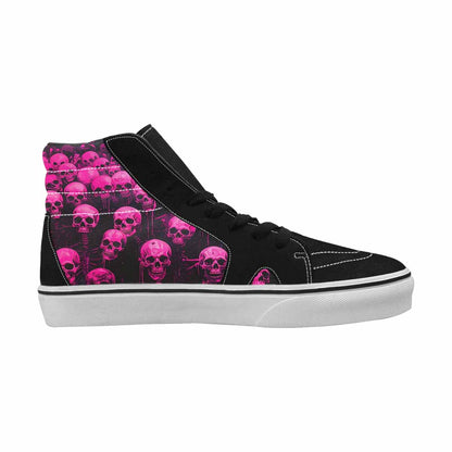 MEN'S Skeletons × Neon Pink High Top Canvas Y2K Custom Shoes