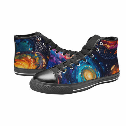 MEN'S Galaxy Snake Print High Top Canvas Wallpaper Art Sneakers