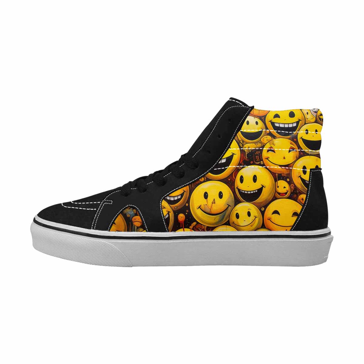 MEN'S Melting Moon Smiley  High Top Canvas Cottagecore Sneakers