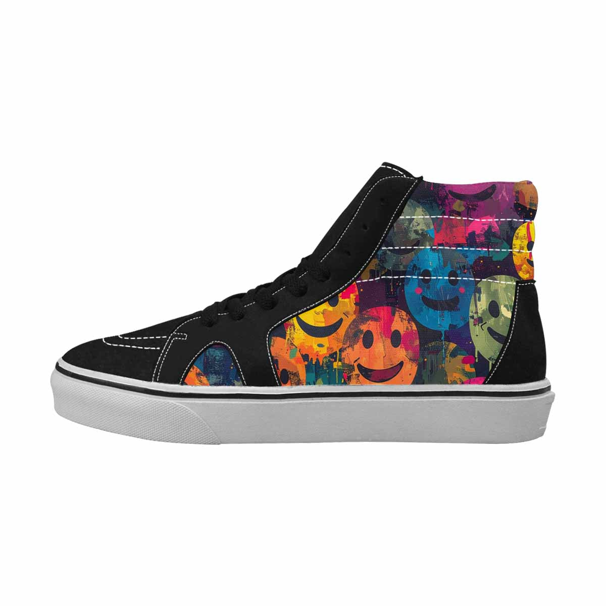 MEN'S Smiley Faces  Camo High Top Canvas Aesthetic Custom Shoes
