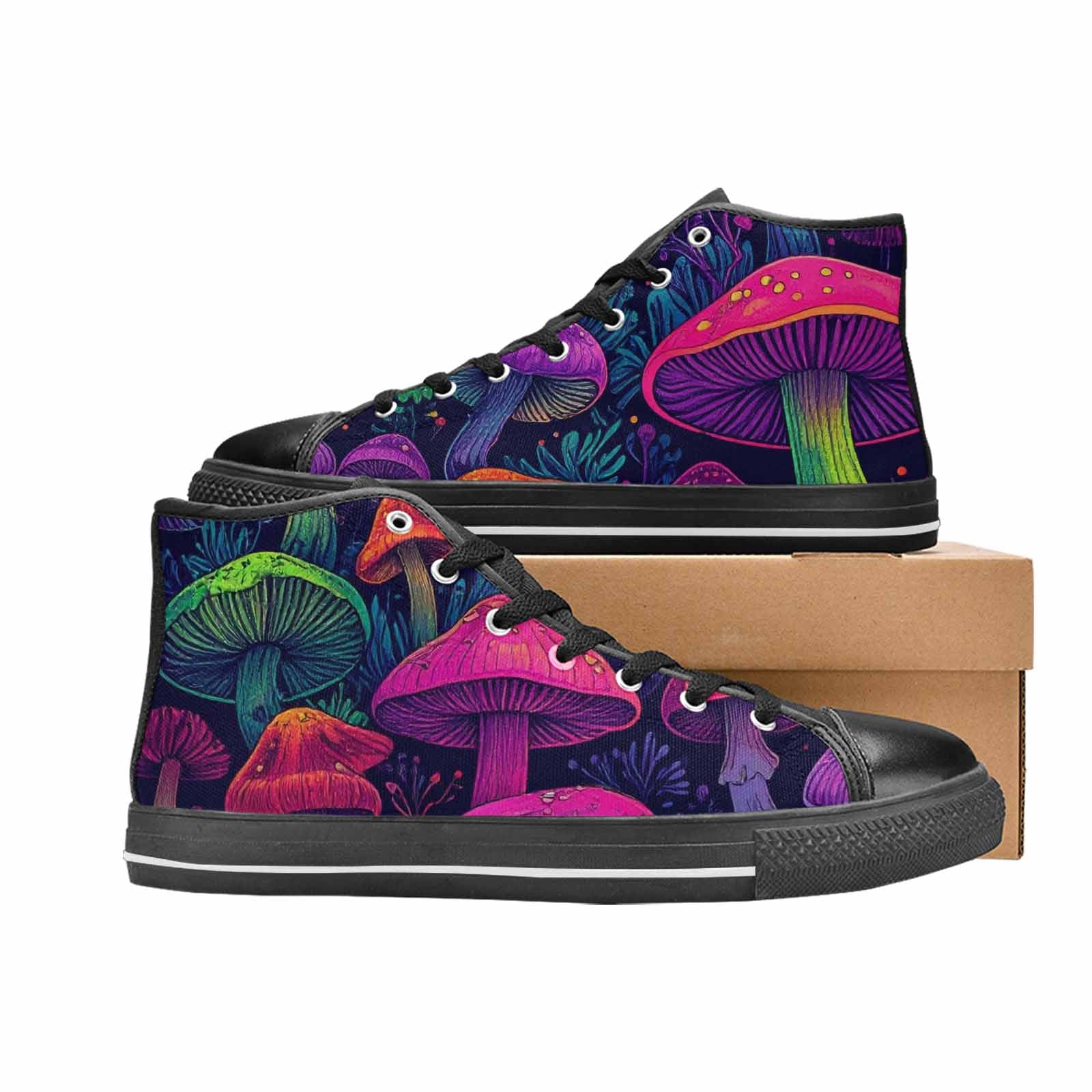 MEN'S Psychedelic Mushroom High Top Canvas Dark Academia Custom Sneakers