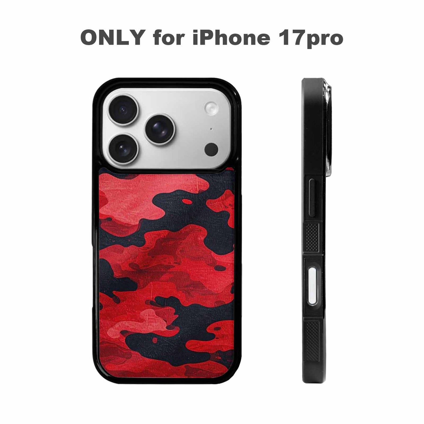 iPhone 17 Pro Case — Tactical Camo Red Black Custom Camo, Personalized Phone Case