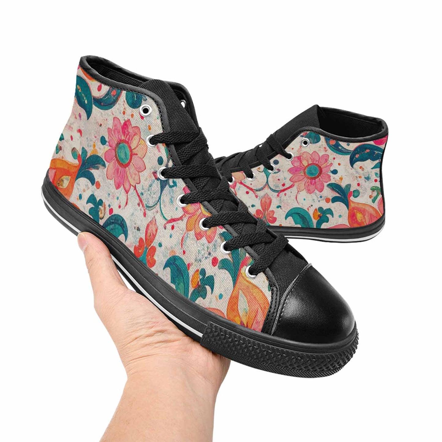 MEN'S Marble Floral High Top Canvas Aesthetic Sneakers