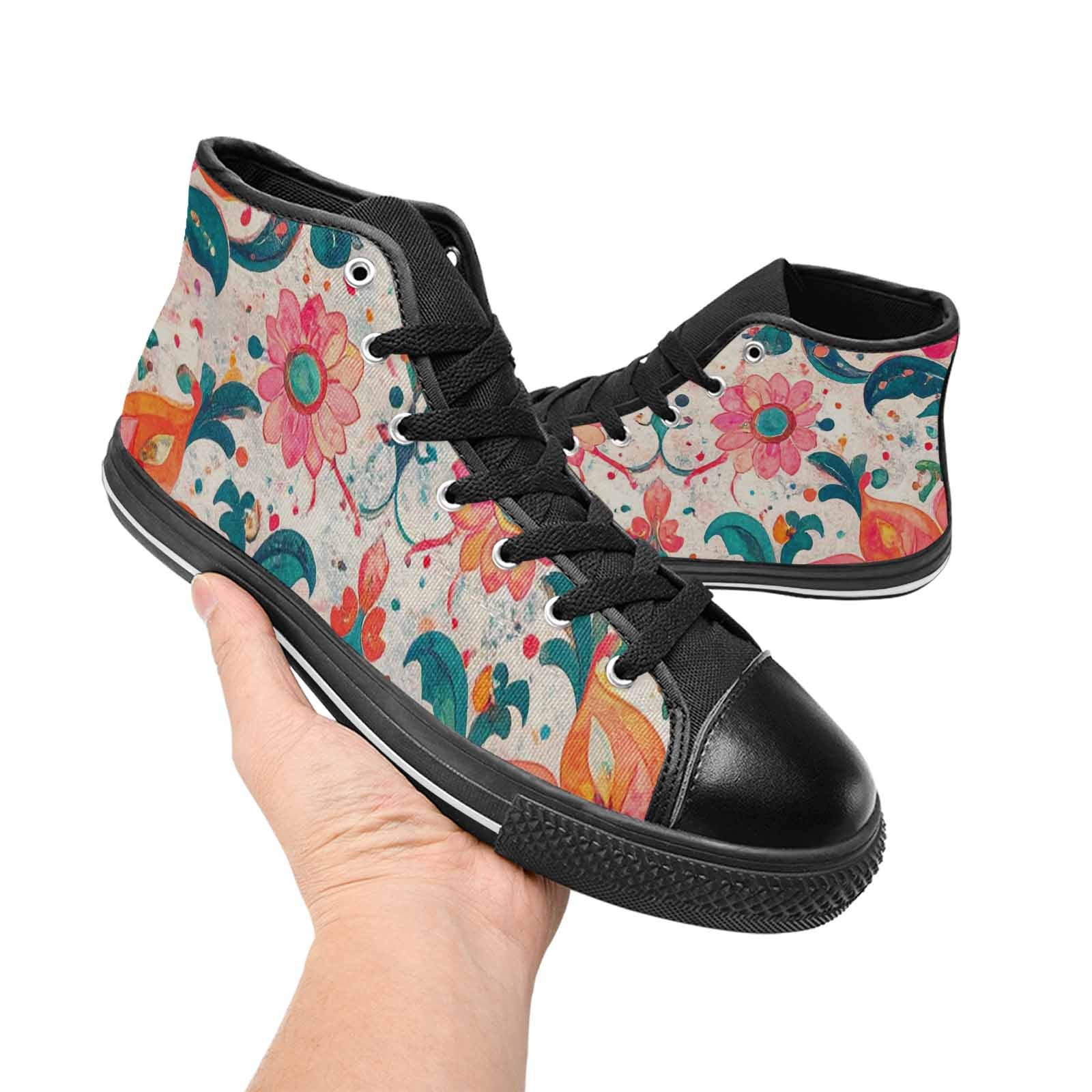 MEN'S Marble Floral High Top Canvas Aesthetic Sneakers