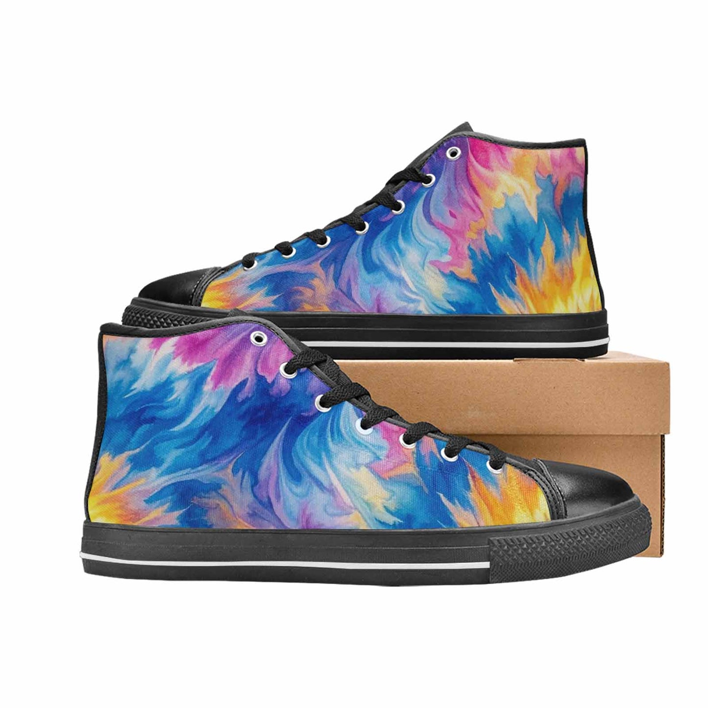 MEN'S Tie Dye Swirl High Top Canvas Y2K Custom Shoes