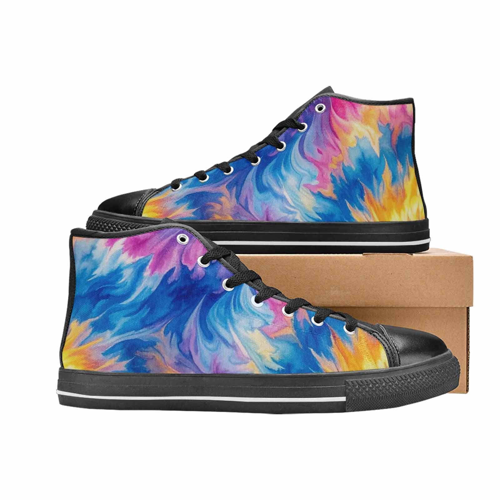 MEN'S Tie Dye Swirl High Top Canvas Y2K Custom Shoes