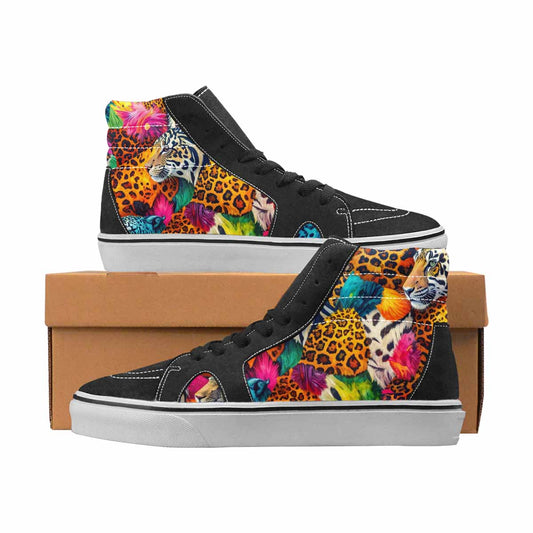 WOMEN'S Leopard Full Color High Top Canvas Artist-designed Grunge All Over Print Shoes