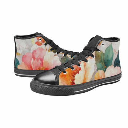 WOMEN'S Marble Floral High Top Canvas Cottagecore Sneakers