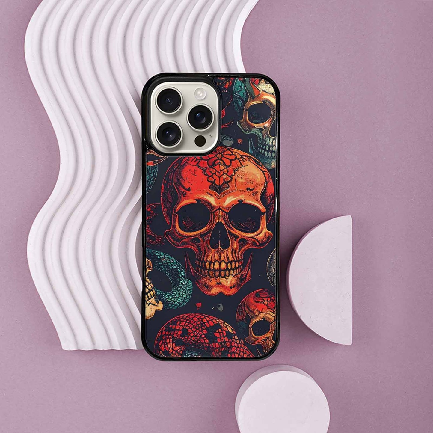 iPhone 16 Pro Max Case — Snake Skulls Print Custom, Custom Designed Case Cover
