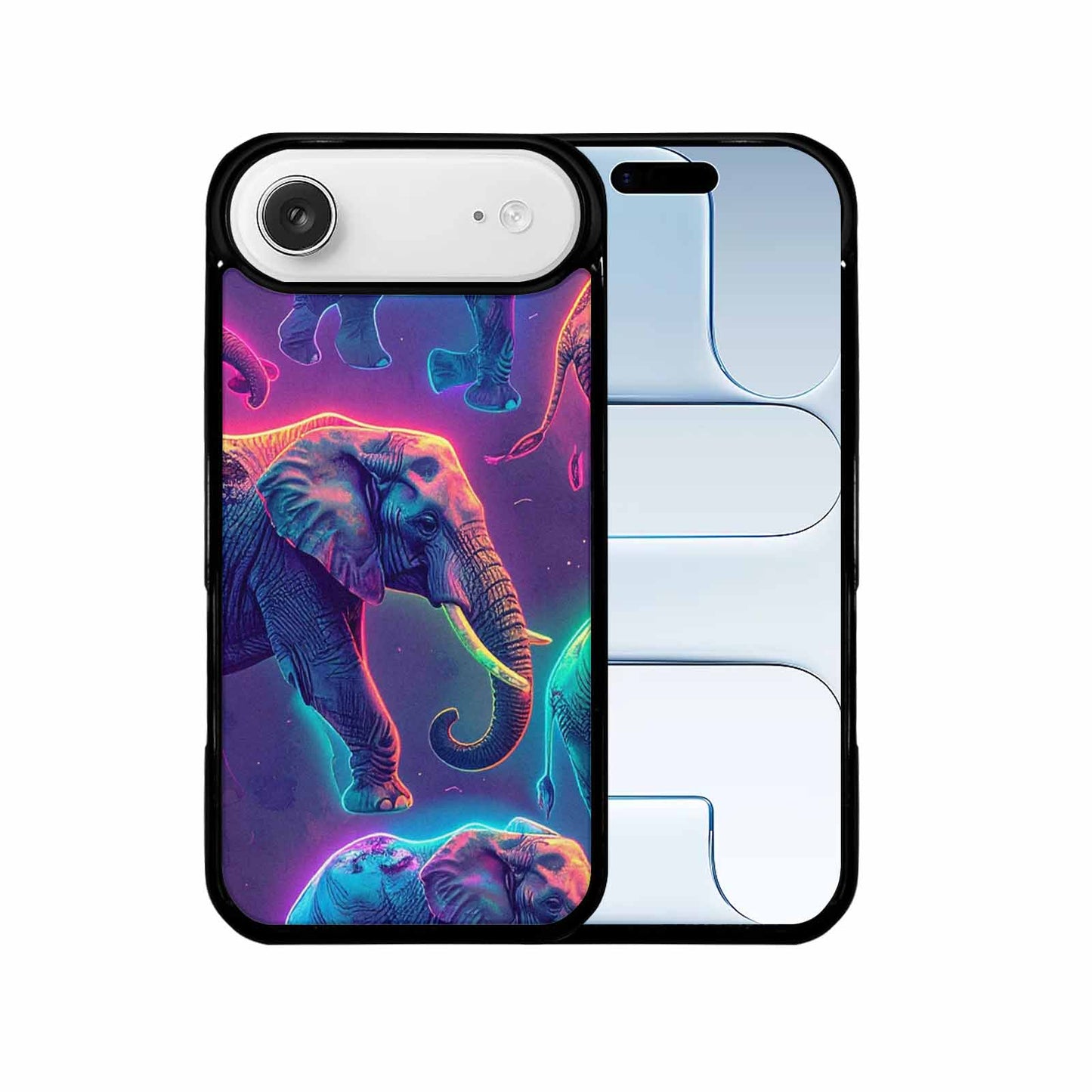 iPhone 17 Air Case — Neon Pizza Elephant Silhouette Original Art, Customized Protective Case