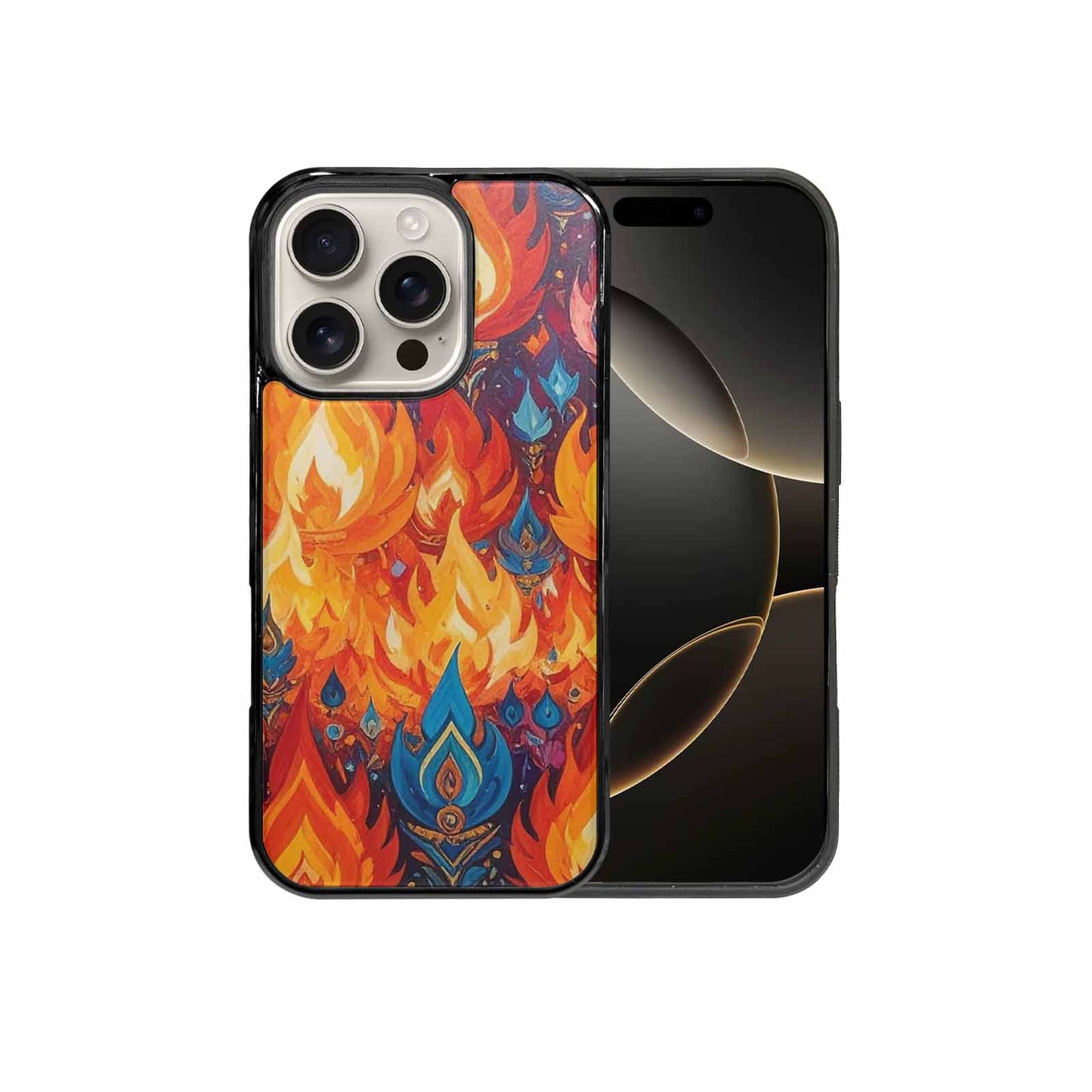 iPhone 16 Pro Case — Flame Burst Full Color Vibrant Flame, Custom Designed Case Cover