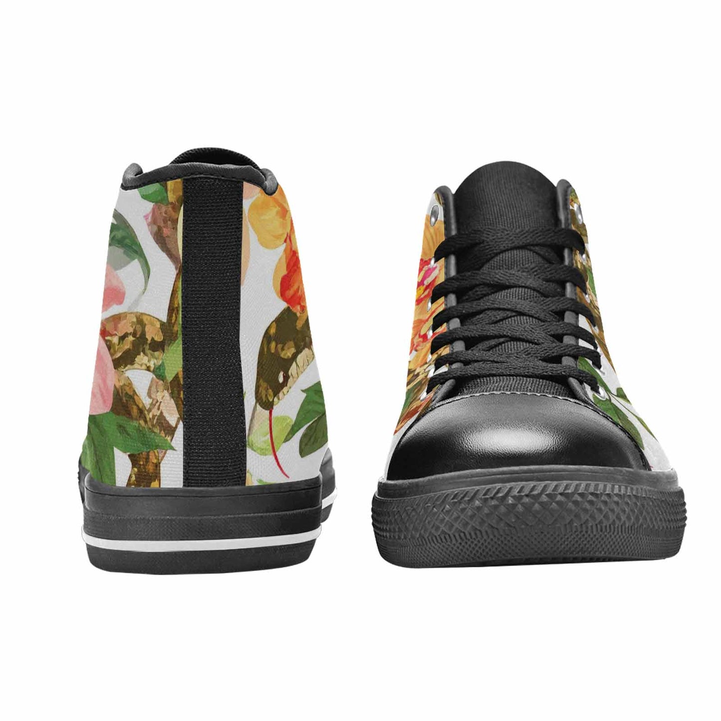 MEN'S Floral Snake Print High Top Canvas Wallpaper Art Custom Sneakers