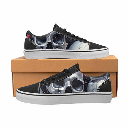 WOMEN'S Skulls Roses Chrome Airbrush Canvas Lace-Up Wallpaper Art Shoes