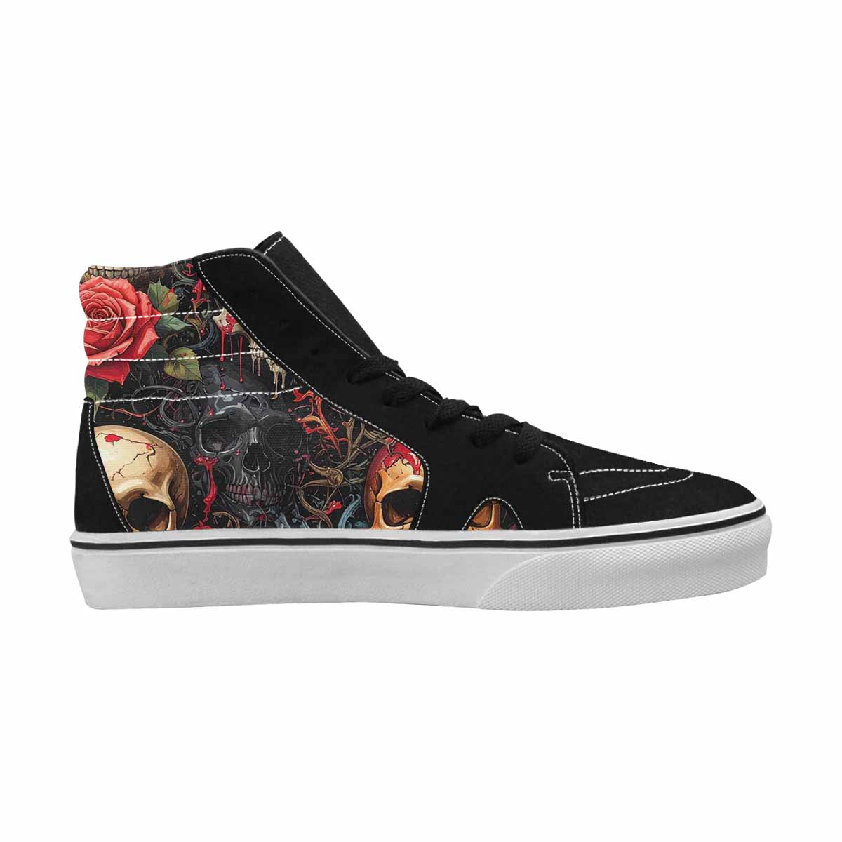 MEN'S Skulls Roses Melting Skulls High Top Canvas Vibrant Chaos Custom Sneakers
