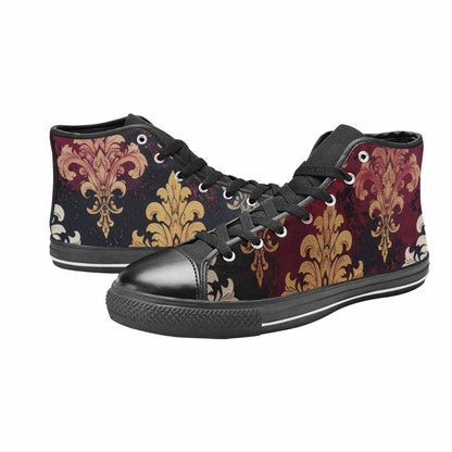 WOMEN'S Damask Ornamental Wallpaper High Top Canvas Vivid Sneakers