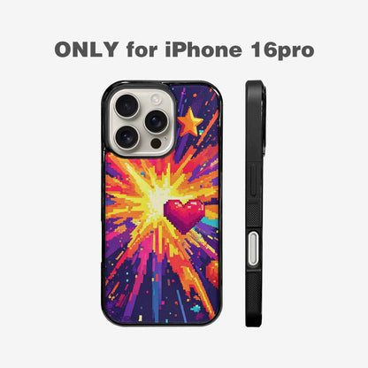 iPhone 16 Pro Case — Pixel Art 8 Bit Burst Pattern, Custom Print Case Cover