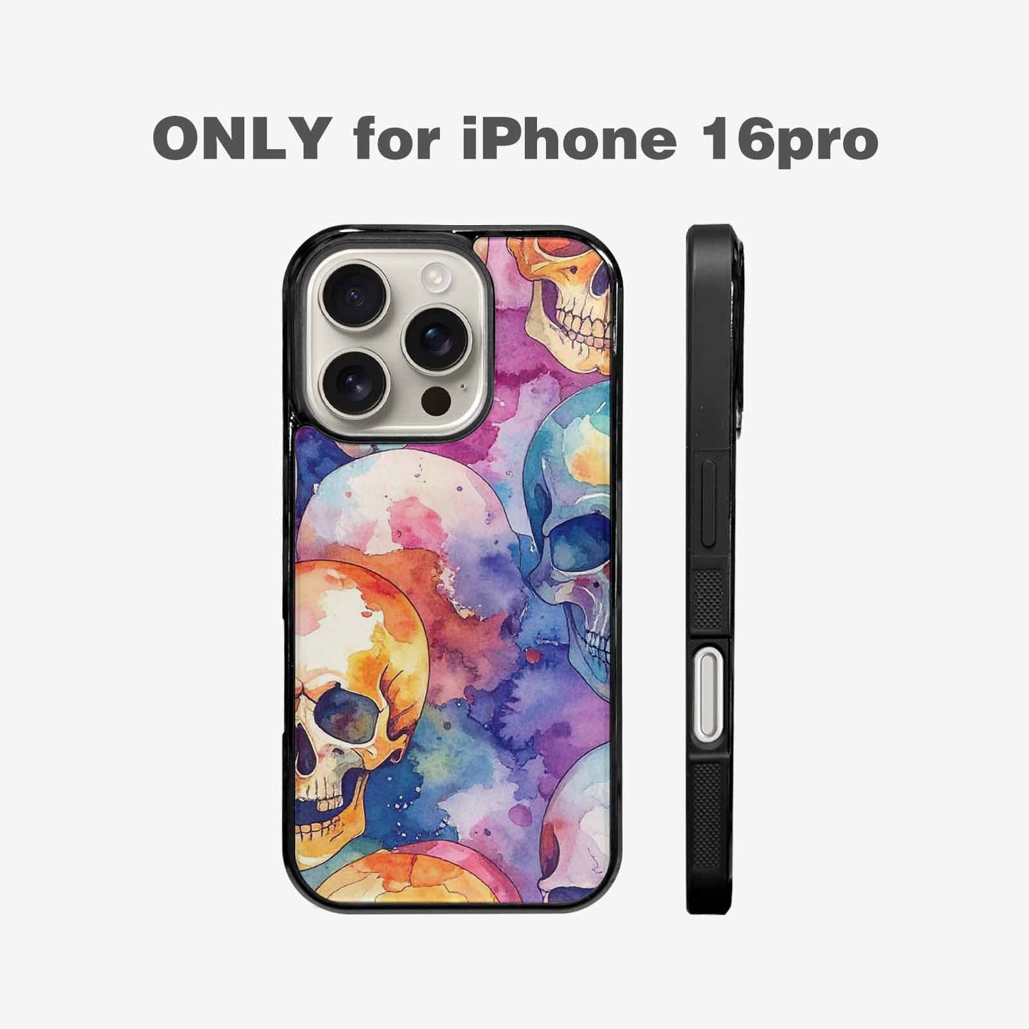 iPhone 16 Pro Case — Kulls Watercolor Skulls Small Skull Pattern, Custom Made Phone Cover