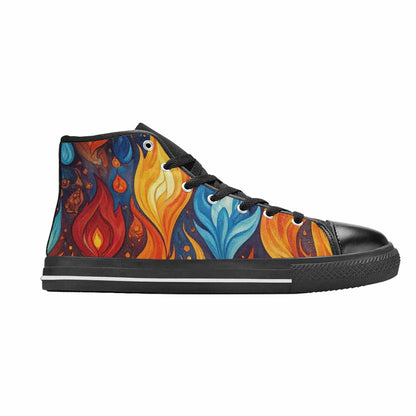 WOMEN'S Fire Flame High Top Canvas Grunge Custom Shoes