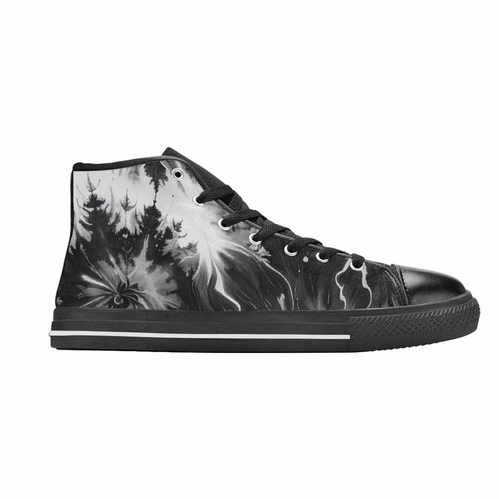 WOMEN'S Tie Dye Acid Wash Black White High Top Canvas Vivid Shoes