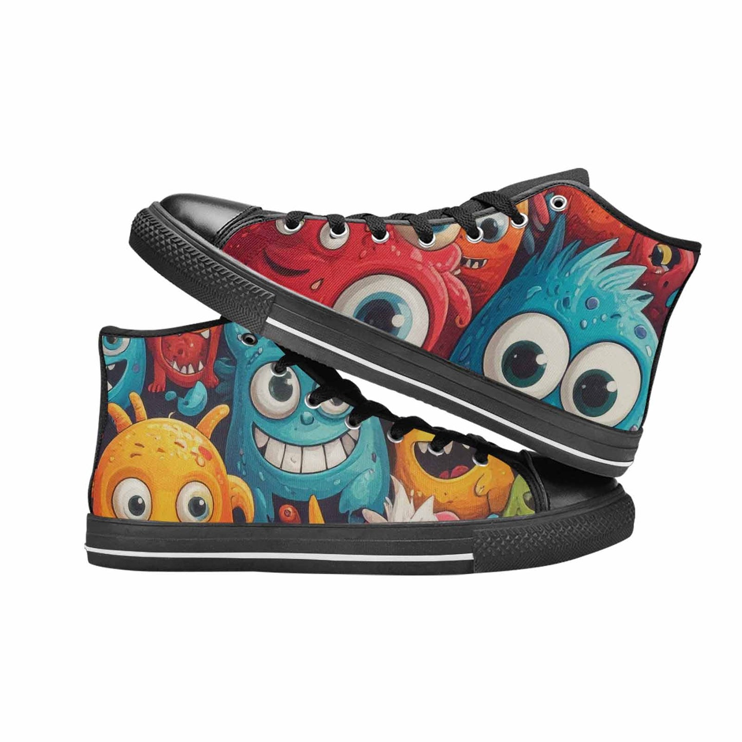 MEN'S Cartoon Monster Character High Top Canvas Surreal Custom Sneakers