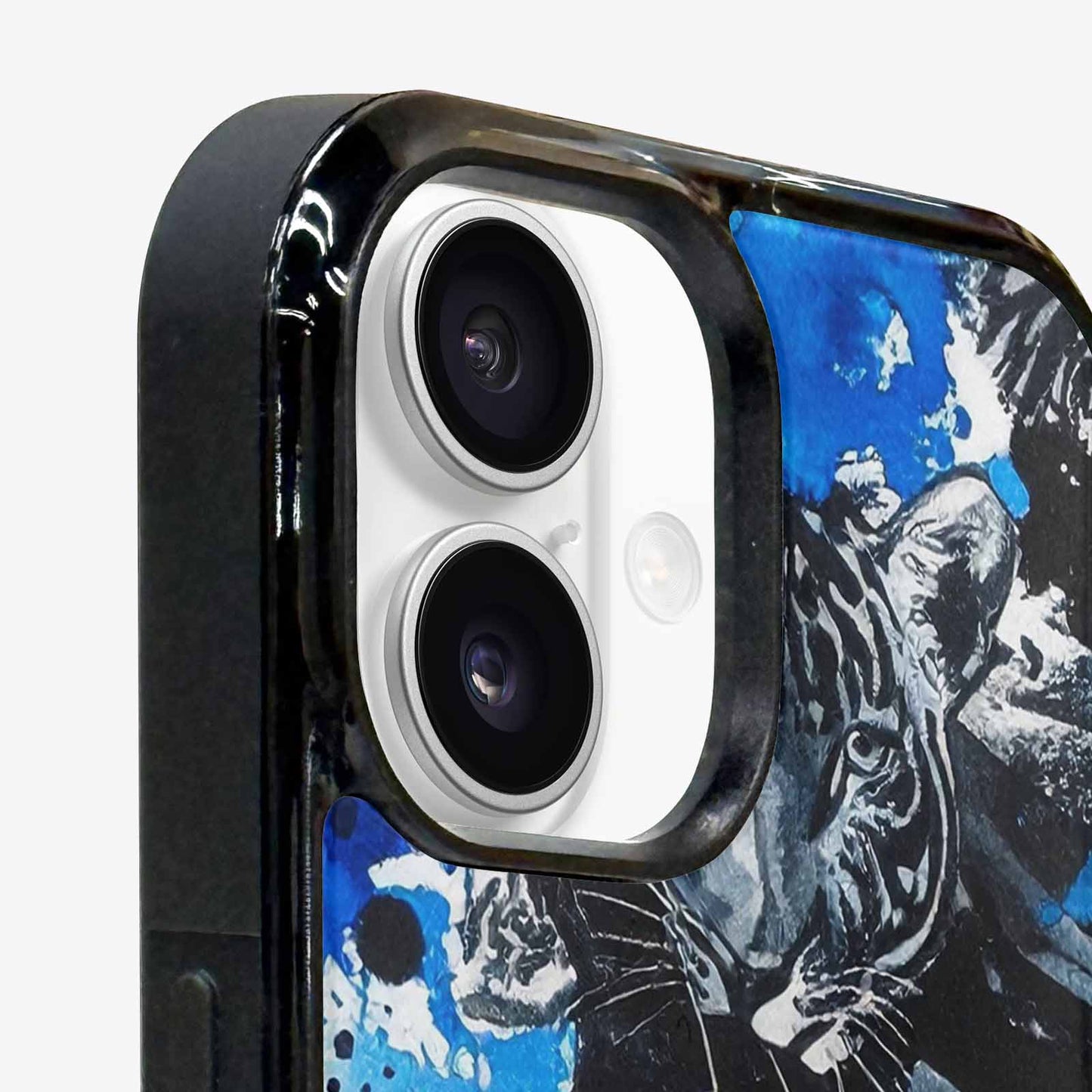 iPhone 16 Case — Animal Print Black Blue Ink Animal, Original Design Phone Case