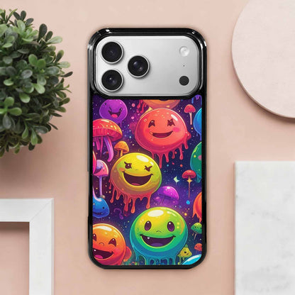 iPhone 17 Pro Max Case — Melting Rainbow Smiley Faces Original Art, Custom Phone Case