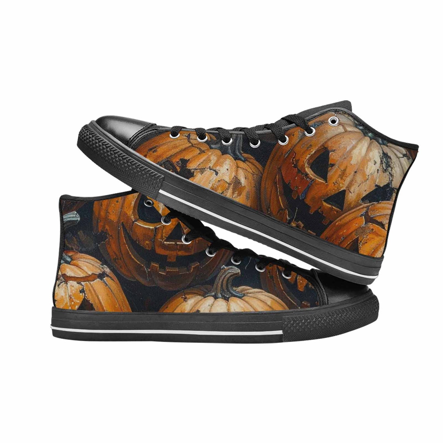 MEN'S Halloween Cracked Jackolantern High Top Canvas Dreamcore Custom Sneakers