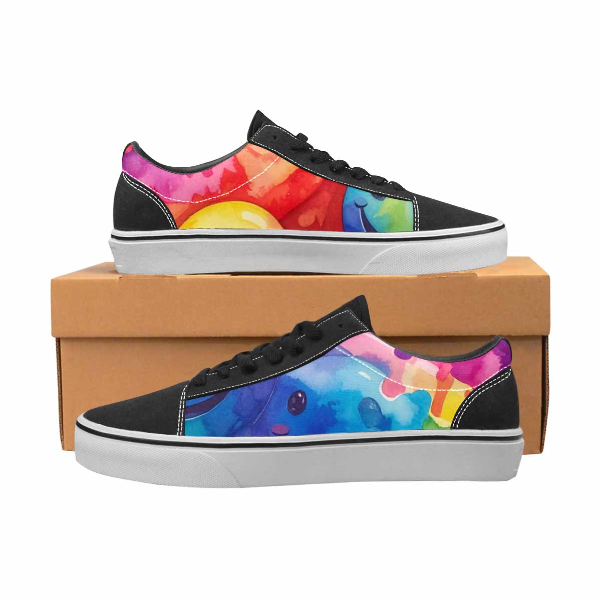WOMEN'S Smiley Facessmiley Faces  Lace-Up Canvas Dark Academia Custom Sneakers