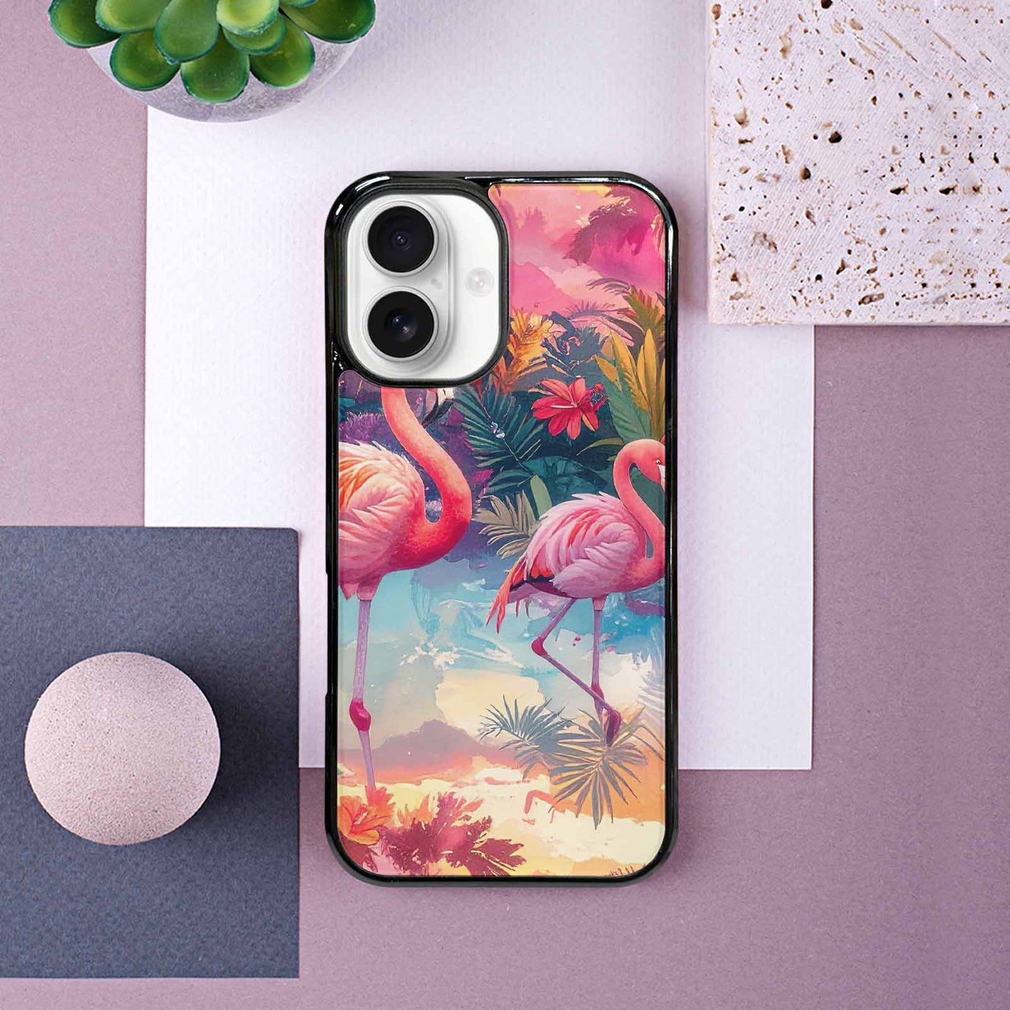 iPhone 16 Case — Flamingo Tropical Flamingo Tropical Pattern Hundreds, Personalized Phone Case