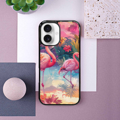 iPhone 16 Case — Flamingo Tropical Flamingo Tropical Pattern Hundreds, Personalized Phone Case
