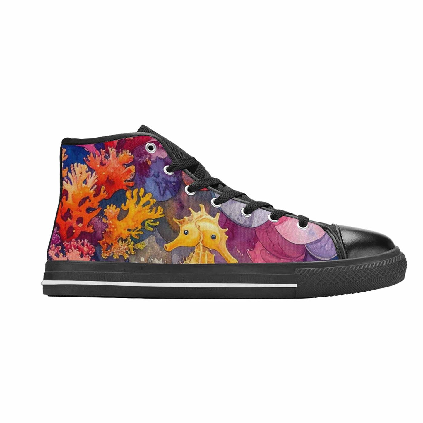MEN'S Fish Scale Coral High Top Canvas Neon Fantasy Shoes