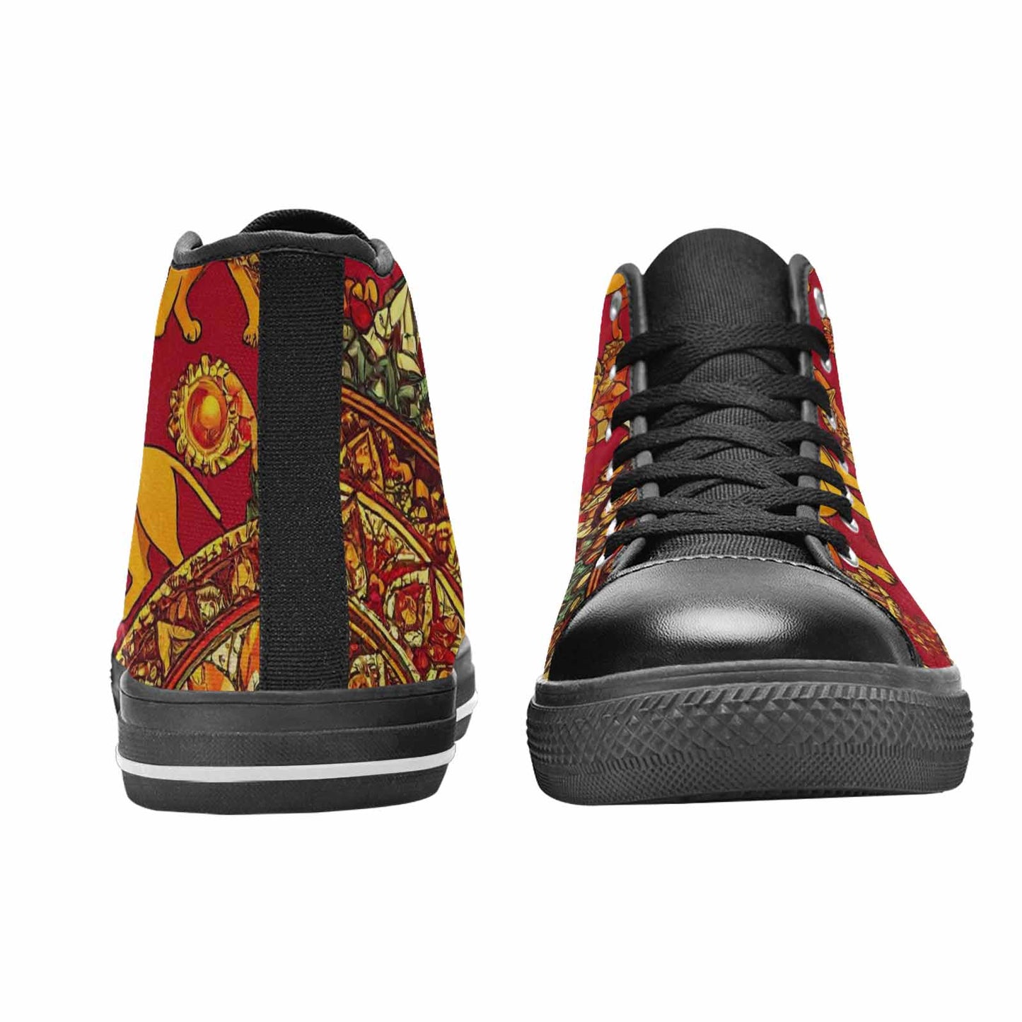 MEN'S Mandala Lions High Top Canvas Cottagecore Custom Sneakers