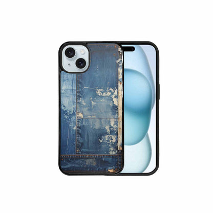iPhone 15 Plus Case — Denim Distressed Textures Print Edge To, Custom Printed Phone Case