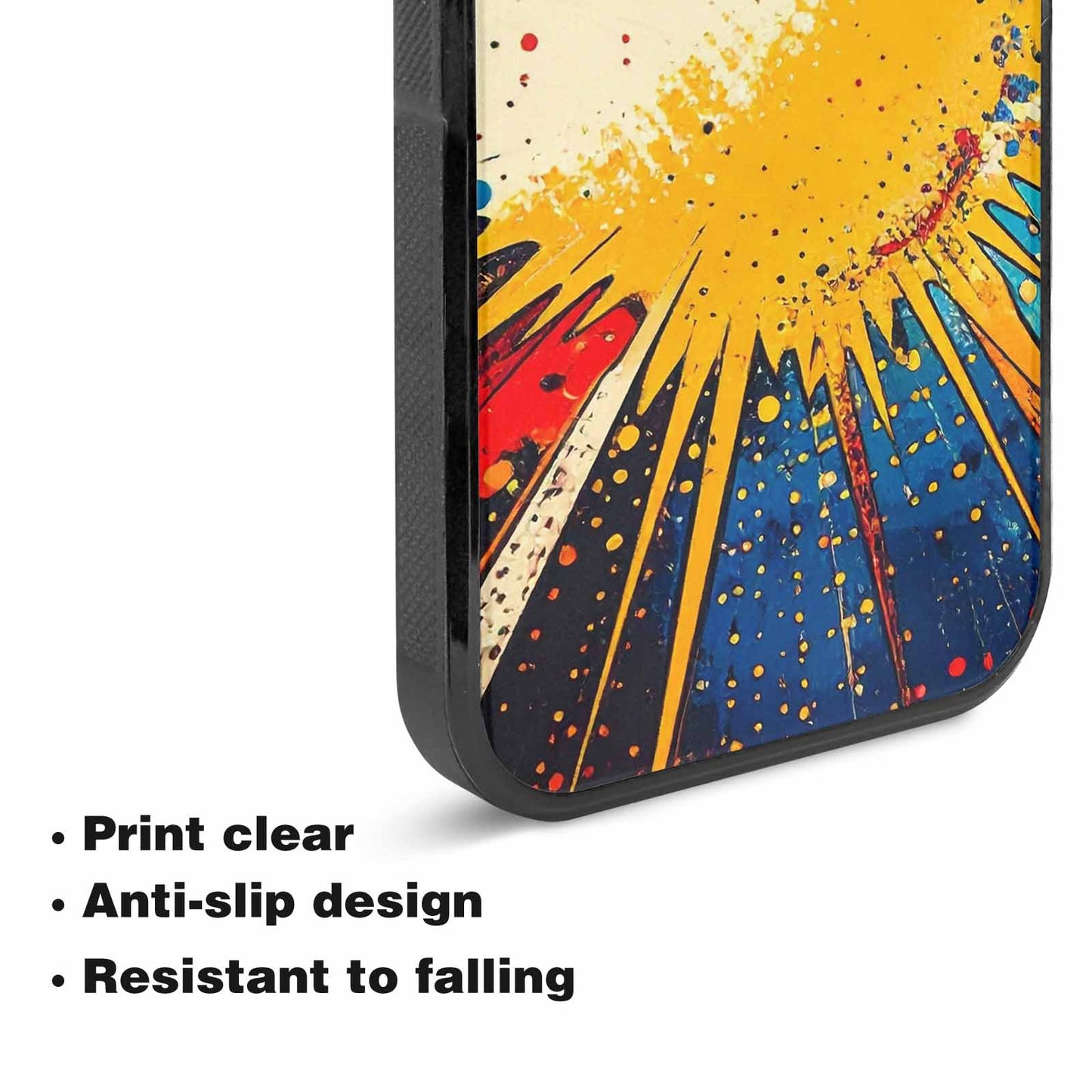 iPhone 15 Plus Case — Comic Halftone Comic Bursts Pattern Hundreds, Custom Phone Case