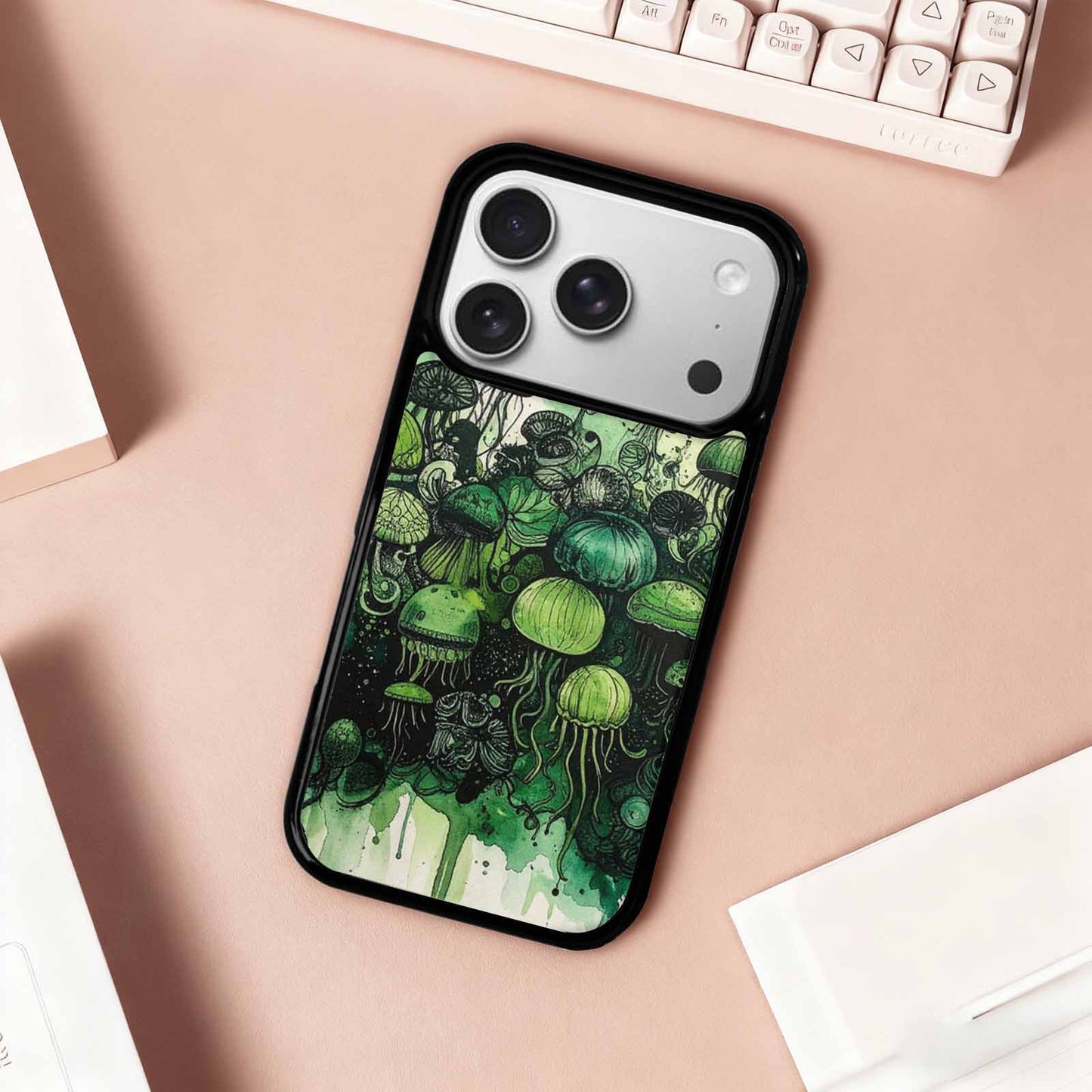 iPhone 17 Pro Case — Sea Creature Burst Black Green Original, Unique Phone Case Design