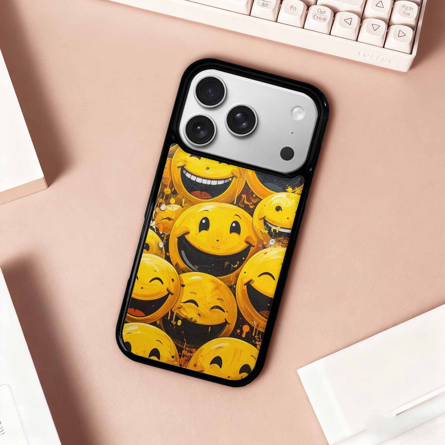 iPhone 17 Pro Case — Melting Moon Smiley Yellow Version Original, Custom Made Phone Cover