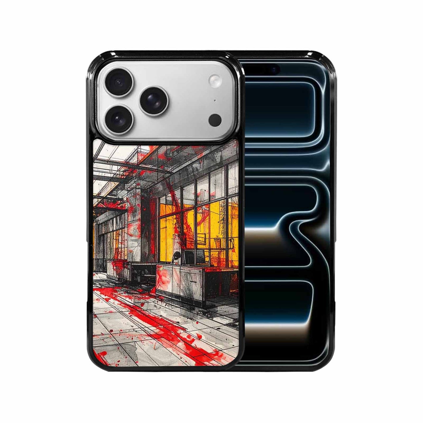 iPhone 17 Pro Max Case — Black &amp; Red Ink Galaxy Space, Personalized Phone Case