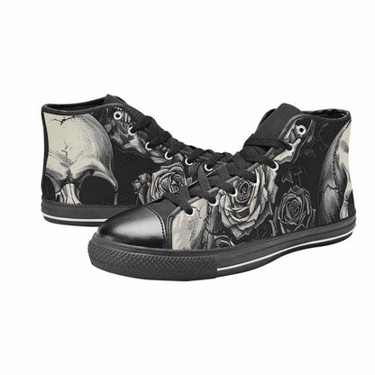 WOMEN'S Skulls Roses Black Ink Alt High Top Canvas Aesthetic Custom Shoes